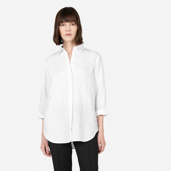 Everlane Tops - Everlane White Relaxed Linen Button Down Blouse